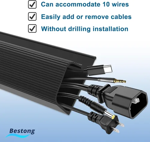 Vista 4 de Paquete de 6 organizadores de cables de canal J para escritorio, organizador de cables adhesivo 6-pack adhesive J channel keeps desk cables