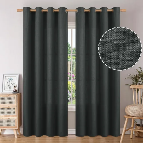Vista 86 de BGment Cortinas de Lino Beige de 63 Pulgadas de Largo 2 Paneles - Tratamientos para Ventanas con Textura de Arpillera Filtrantes de Luz Cortinas