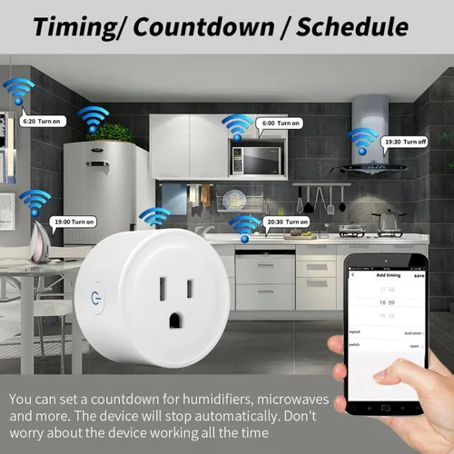 Vista 4 de Enchufe inteligente WiFi Compatible con Alexa y Google Home Enchufe WiFi para control remoto y temporizador y función de programación No