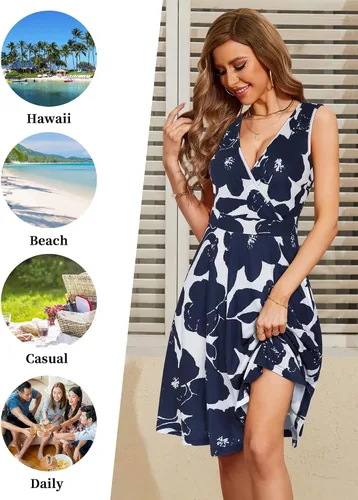 Vista 5 de GUBERRY Vestido de verano sin mangas con cuello en V para mujer con bolsillos