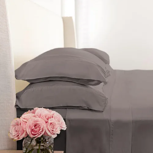 Vista 9 de KICKEE Sheet Set, 100% Viscose from Bamboo, Sateen Weave, Silky Soft Bedding for Heavenly Comfort, Best 300 Thread Count (Blue Suede, Queen)