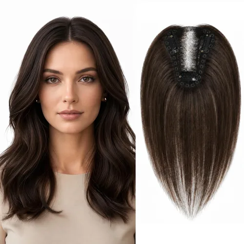 Vista 14 de Anemone Extensiones de cabello humano de encaje tejido a mano con clip en extensiones naturales brasileñas para mujer, cubierta recta para pérdida 7