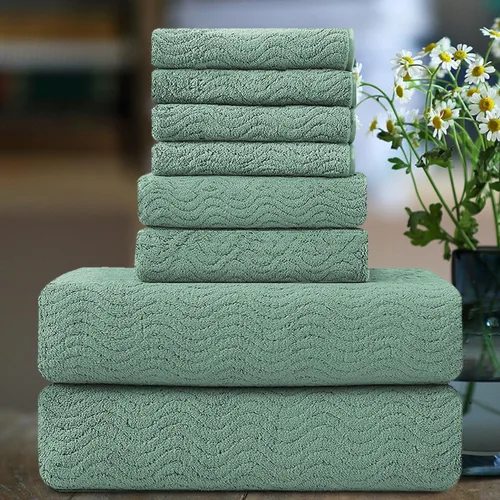 Vista 11 de Smuge Juego de toallas de baño texturizadas ultrasuaves de 8 piezas para baño, ducha, piscina, cocina, secado rápido, ligeras y altamente