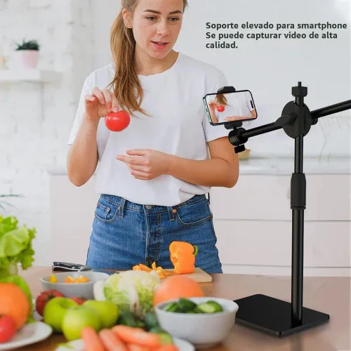 Vista 6 de HVAYING Soporte de montaje para teléfono y cámara para YouTube Live Video Cocina, maquillaje y manualidades, compatible con iPhone Logitech Webcam