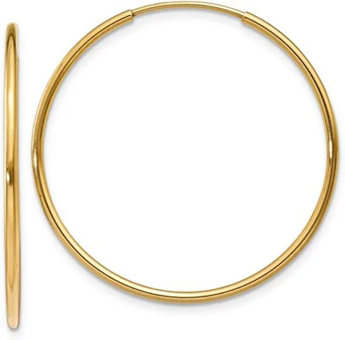 Vista 10 de Aretes de aro infinito de oro de 14k, tubo de 1,25 mm de grosor