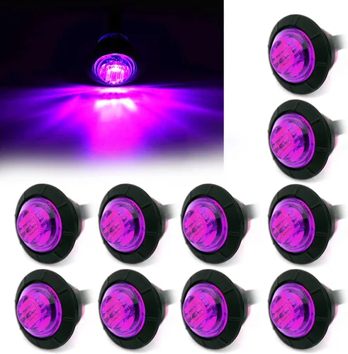 Vista 16 de Luz LED Purishion de 10 x 3/4 pulgadas. Luz redonda para faro delantero y trasero, luz indicadora para camión, coche, remolque, furgoneta, caravana