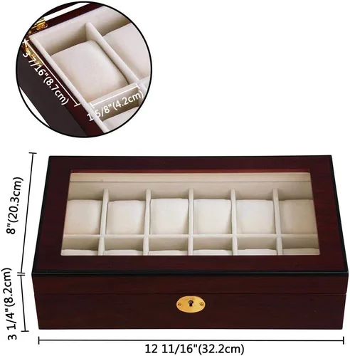 Vista 8 de Yescom estuche de madera para relojes, caja organizadora, regalo de Navidad para hombresmujeres