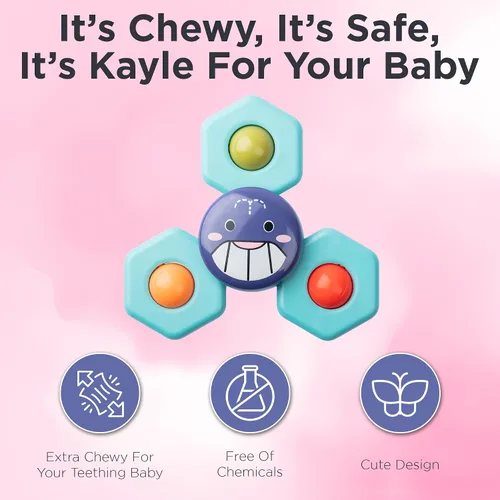 Vista 7 de KayLe Juguetes sensoriales Spinning Top para niños pequeños, juguete sensorial con ventosa para bebé con sonajero, diversión para el baño
