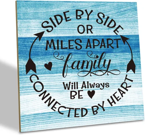 Vista 11 de Placa de Madera Familiar, "La Familia Significa Que Nadie Se Queda Atrás o Se Olvida", 15.7x15.7 cm Cartel de Arte de Mesa, Decoración de Cita