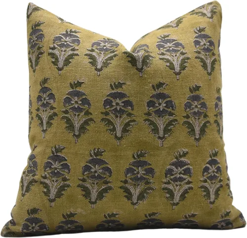 Vista 15 de Fundas de almohada hechas a mano con estampado de bloques de 14 x 14 pulgadas, tela de lona de pato, decoración para sofá, cama, interior, exterior