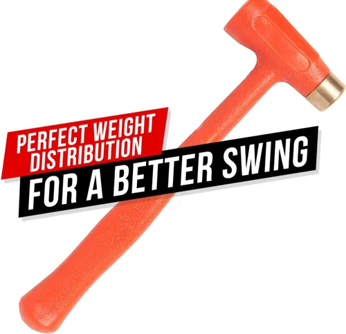 Vista 4 de Tuffman Tools, Dead Blow Hammer 1.5lb (24oz) – Martillo de latón moldeado de Unibody, resistente al rebote y a las chispas con punta de latón
