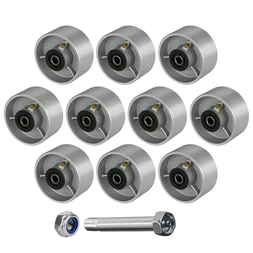 Vista 21 de Ruedas industriales de 3" x 2", rueda de hierro fundido de acero – Rueda de servicio pesado – Capacidad de 800 libras cada una, rodamiento