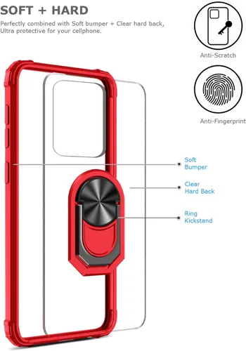 Vista 2 de Funda transparente con función atril para Samsung Galaxy S20 Ultra, protección contra caídas para Galaxy S20 Ultra, carcasa delgada para teléfono