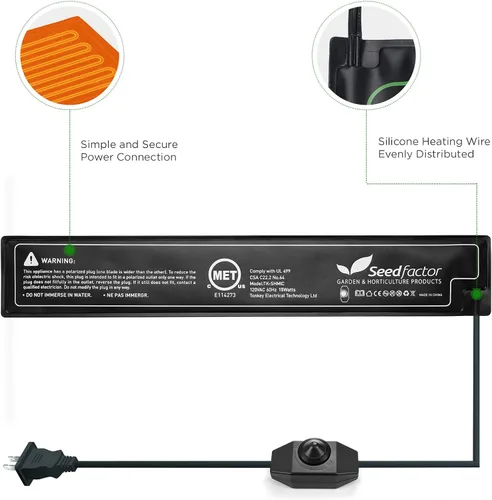 Vista 2 de Tapete térmico de plántulas con certificación MET, temperatura ajustable, impermeable, duradera, estación de germinación, almohadilla térmica