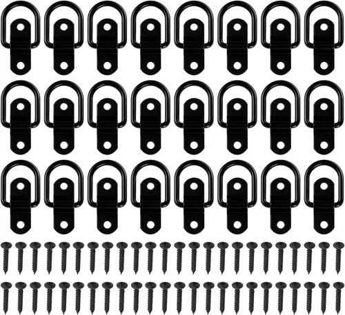 Vista 7 de Anclajes de anillos en D de 1/4" para amarre, ancla de remolque resistente, anillos de amarre de 2400 lbs de capacidad, para remolque, cama de Negro
