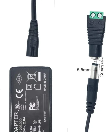 Vista 3 de Fuente de alimentación, transformador LED, 12 V CC 3 amperios, 110 VCA a 12 V CC, salida máxima 3A, 36 W. Enchufe de entrada estándar de 110 VCA