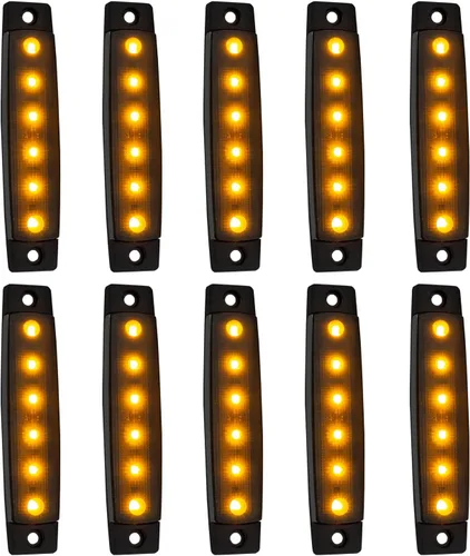 Vista 9 de Paquete de 10 Luces Laterales Marcadoras de Remolque LED Ámbar DC 12V de 3.8" con 6 LED, Barra de Luz de Separación, Tira de Luz Indicadora de Señal