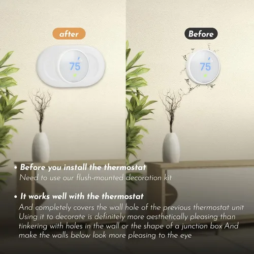 Vista 5 de Nest - Accesorios para termostato – Cubierta de placa de pared para hogar inteligente, compatible con termostato Google Nest 2020 – Kit de recorte