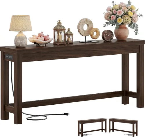 Vista 11 de Cyclysio Mesas de consola de 160 cm para entrada, mesas de consola largas para sala de estar, mesa detrás del sofá, mesa de entrada de granja