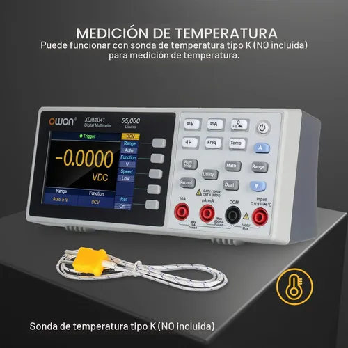 Vista 2 de OWON XDM1041 USB/RS232 Multímetro digital 55000 cuentas de alta precisión Medidor universal de temperatura de escritorio multímetros con pantalla