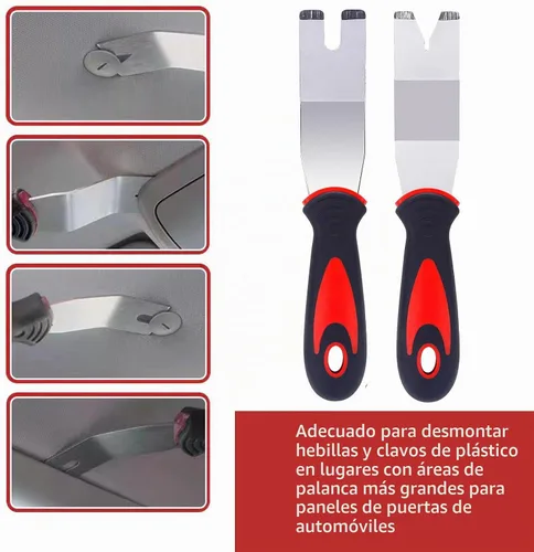Vista 3 de Kit de herramientas de extracción de molduras y extractor de panel de puerta, juego de herramientas de palanca de metal, kit de removedor de clip