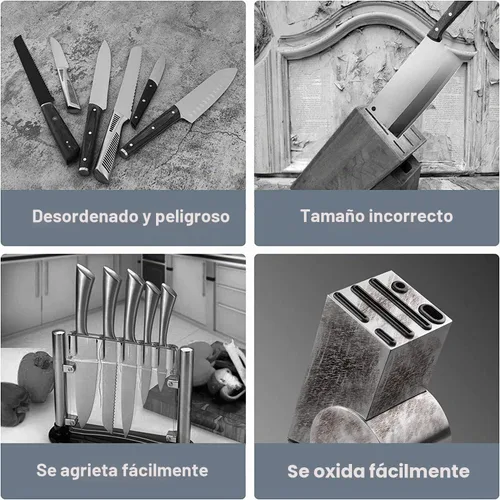 Vista 7 de Bloque de cuchillos sin cuchillos, solo bloque redondo universal para cuchillos, soporte de cuchillos desmontable para una fácil limpieza, ahorra