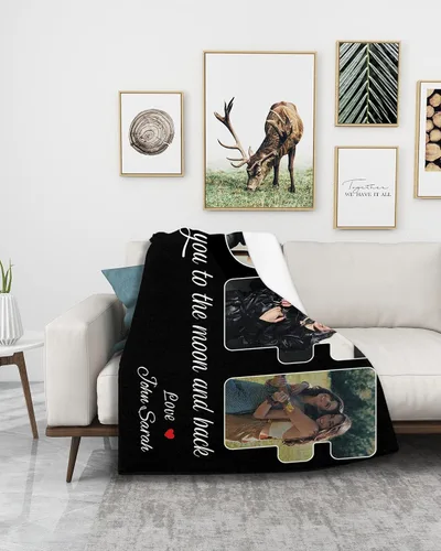 Vista 3 de Manta personalizada con imagen, regalo personalizado para mejores amigas, mejores amigas, hermanas, mejores amigas, manta de franela súper suave