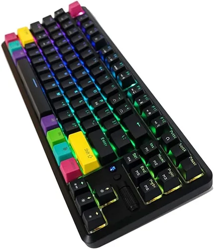 Vista 4 de EPOMAKER K870T - Teclado mecánico inalámbrico con cable Bluetooth y retroiluminación RGB cable tipo C batería de 2000 mAh control de botón de rueda