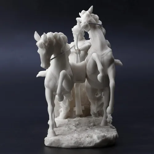 Vista 3 de Veronese Design Centurión romano de 10 1/4 pulgadas en dos caballos carro estatua de resina mármol acabado blanco