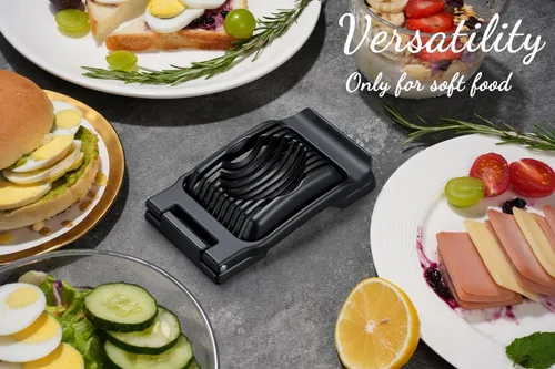 Vista 2 de Sopito Rebanadora de huevos de alambre de acero inoxidable resistente para huevos duros y fresa, otros alimentos suaves, color negro