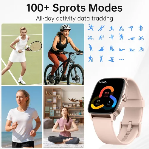 Vista 6 de Relojes inteligentes para mujeres y hombres con llamada Bluetooth y voz AI, monitor de actividad física HD de 1.85 pulgadas con monitor de sueño