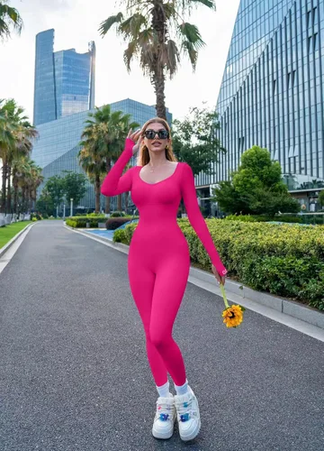 Vista 5 de OQQ Monos de yoga para mujer, para entrenamiento, acanalados, de manga larga, con relleno, brasier deportivo