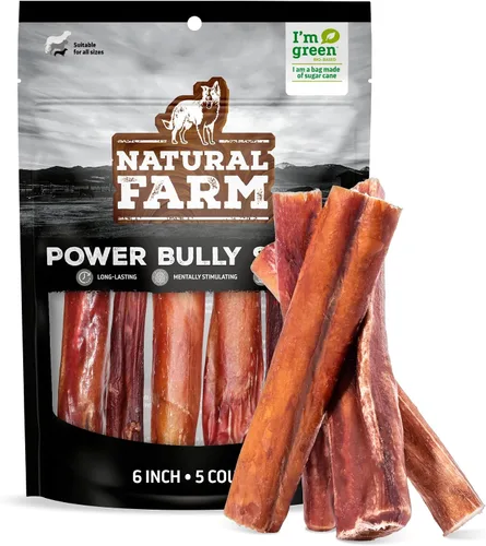 Vista 15 de Natural Farm Power Bully Sticks - Masticables para perros (4 pulgadas, 16 onzas), masticables 2 en 1: mejilla de res premium envuelta en pene