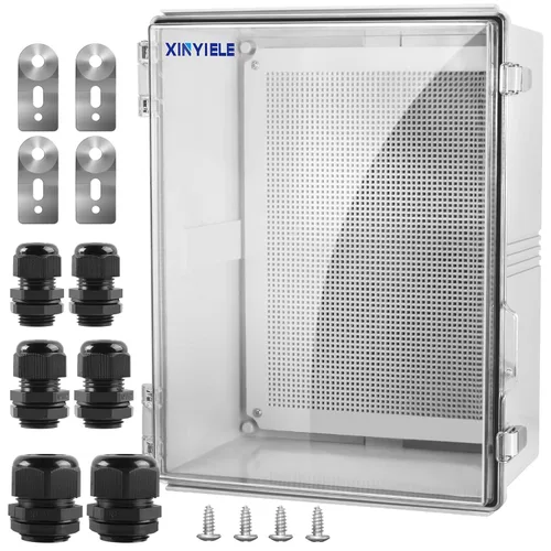 Vista 8 de Caja de conexiones de plástico ABS impermeable para proyectos al aire libre, IP67, resistente a la intemperie, a prueba de polvo con cubierta