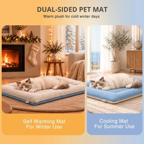 Vista 2 de Cama autocalentable para gatos y perros pequeños, tapete lavable de 2-Gris