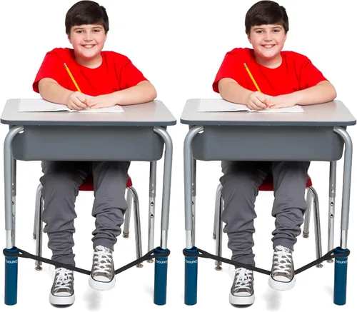 Vista 8 de Banda elástica que rebota para escritorios, para que inquietos apoyen sus pies, color negro ADHD 20” to 28” Wide Desk Legs with 1.5” Diameter