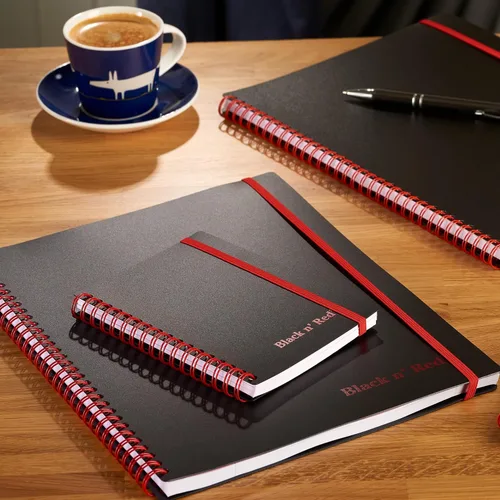 Vista 8 de Black n' Red cuaderno, diario de negocios, 11-3/4" x 8-1/4", 70 hojas, rayado, papel Optik, aplicación Scribzee, cubierta de polímero flexible