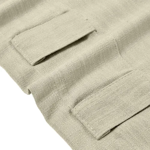 Vista 4 de TWOPAGES Cortina de lino beige sólido de algodón con pestaña trasera, elegante cortina natural para cocina (1 panel, 50 x 63 pulgadas)