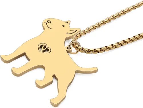 Vista 3 de Stainless Steel Cute Pit Bull Terrier Necklace Dog Pendant 18K Gold Plated Jewelry Pitbull Gifts for Women Dog Lovers