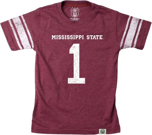 Vista 4 de Wes and Willy Camiseta de Manga Corta con Estampado de Jersey para Niños y Jóvenes Fanáticos del Deporte Universitario, Tallas 8-20 Vintage