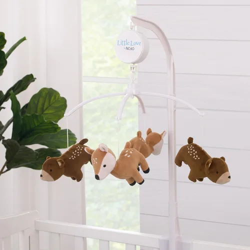 Vista 2 de Little Love by NoJo National Park Brown, Tan Bears y Deer Plush Musical Mobile
