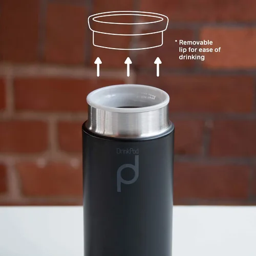 Vista 6 de Drinkpod Grunwerg HCF-200BK - Frasco de cápsula aislado al vacío, acero inoxidable, negro, 6.8 fl oz