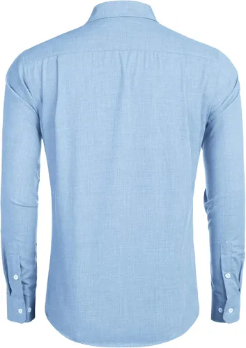 Vista 4 de COOFANDY Men's Casual Button Down Shirt Long Sleeve Linen Chambray Shirt