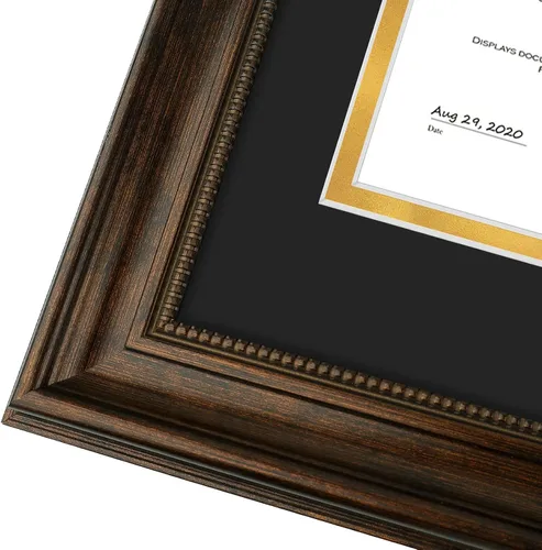 Vista 7 de Marco de tres certificados de 14 x 29 pulgadas con paspartú doble negro sobre dorado para (3) diplomas/grados de 8.5 x 11 pulgadas, ganchos