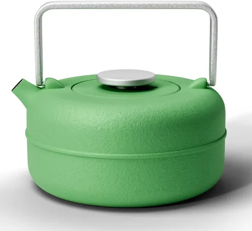 Vista 19 de Toptier Tetera con Infusor Extraíble, Hervidor de Té de Hierro Fundido Apto para Estufa, Diseño Cilíndrico de Geometría Sólida, Tetera Recubierta