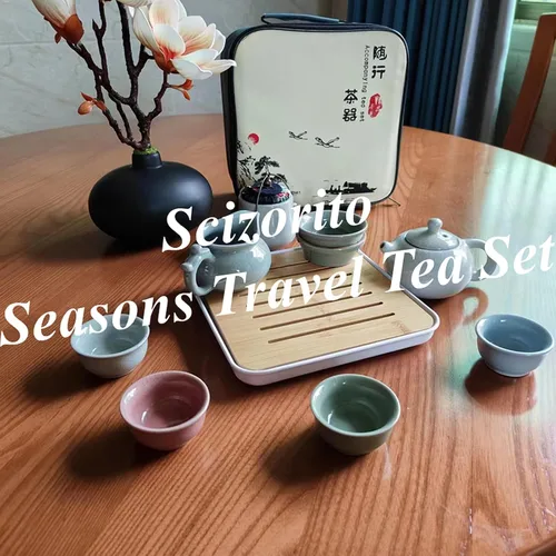 Vista 2 de Four Seasons - Juego de té de cuatro colores, juego de té para viajar en cuatro estaciones, adecuado para cumpleaños, ceremonias de graduación, día