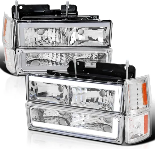 Vista 11 de SPEC-D TUNING Luces delanteras negras + luces de giro + luces de parachoques con tubo LED. Compatible con Chevy C10 C/K Tahoe Suburban de 1994-1998