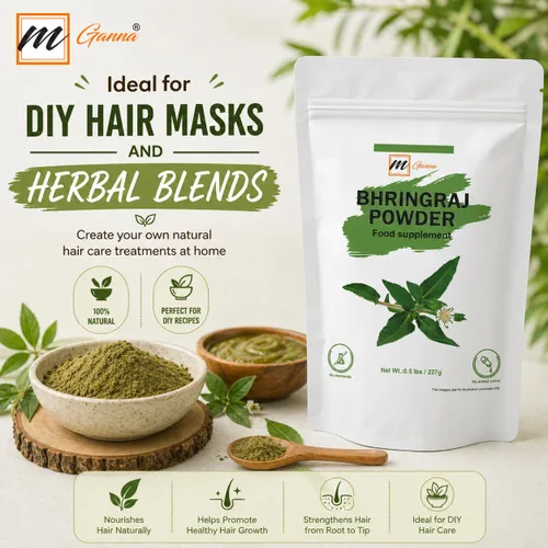 Vista 3 de (1 libra) 100% natural Bhringraj Powder 16.01 oz Eclipta Alba puro para la salud del cabello y la piel