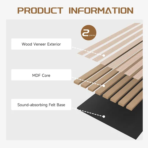 Vista 5 de POHARE Paneles de pared de listones de madera, paquete de 2 paneles decorativos de madera de 8 x 1 pie para pared, elegantes paneles de pared