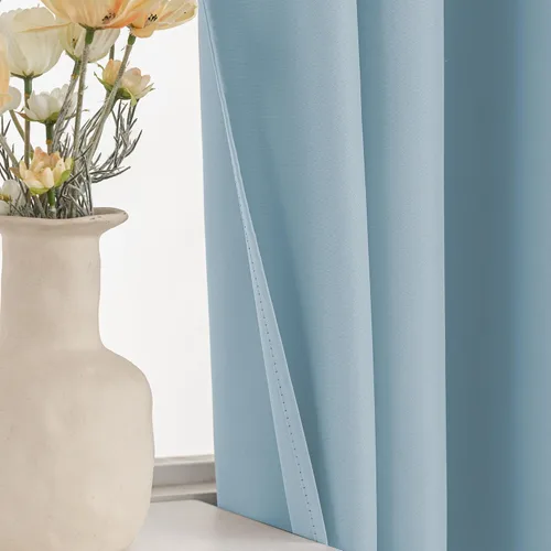 Vista 4 de Cortinas extralargas, 132 pulgadas de largo, cortinas de techo alto con ojales para ventanas altas y loft (1 panel, azul claro, 52 x 132 pulgadas)
